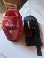 Casque et protège tibia taekwondo pour ado ou adulte 