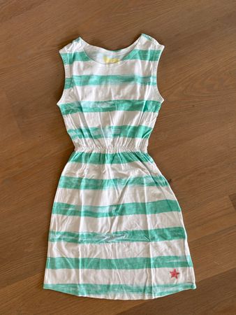 Sommerkleid / Strandkleid, Weiss-türkis gestreift, Gr. 146