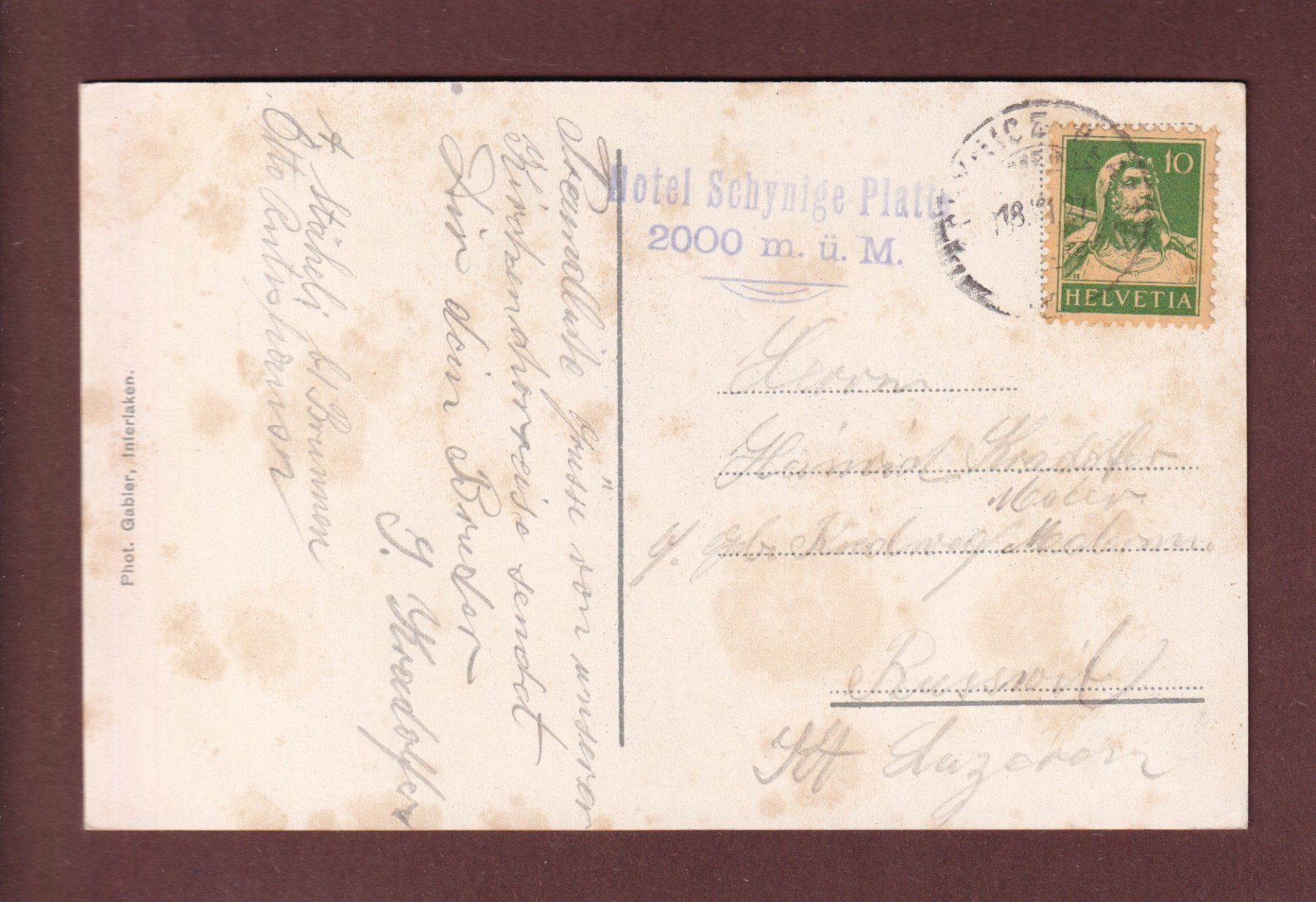 Ansichtskarten: SCHYNIGE PLATTE - Terrasse - 1927 – Gebraucht aus Pully von nicecards-shop 1