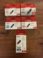 5 Original Canon Druckerpatronen, 550 PGBK, 551 Y, M, C, BK