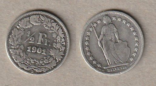 Tutti le monete: 1/2 Franken 1901 – Usato da Allschwil venduto da Coinfreak