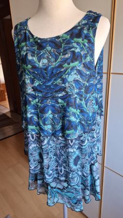 Desigual Hänger Kleid, Gr. L, Blau-Grün gemustert