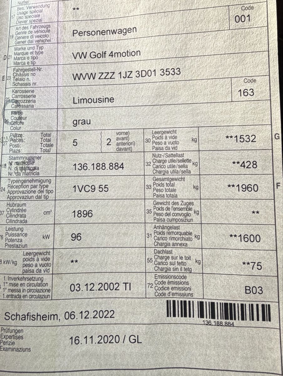 VW Autos: VW Golf 4 1.9 TDI 4x4 – D'occasion à Rottenschwil par VMMW93 3