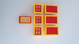 Alte gelb / rote Lego Fenster und Türen gemäss Fotos
