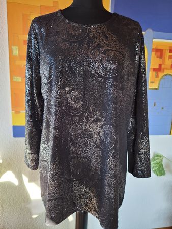 Damen Shirt L 40 38 Schwarz Glitzer Paisley party 4000 trend