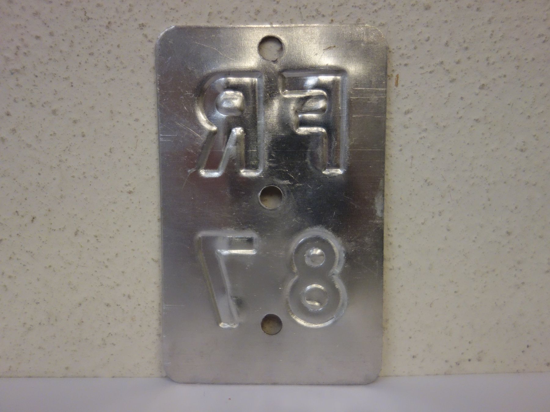 Schilder: FR 87 VELONUMMER - FAHRRADSCHILD – Gebraucht aus Kerzers von zimmergruen 1