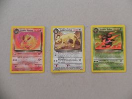 3 Dunkle Pokémon Sammelkarte 1999 - 2000 Flamara, Duflor ua.