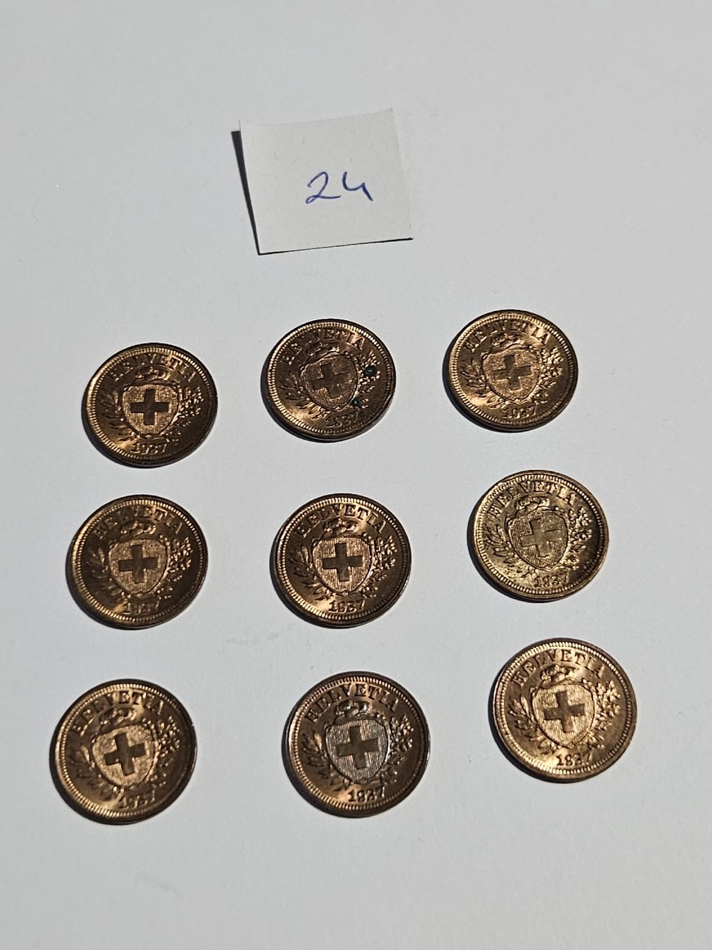 Tutti le monete: 1 Rappen 1937, 9 Stk. – Usato da Pfäffikon ZH venduto da Melibol
