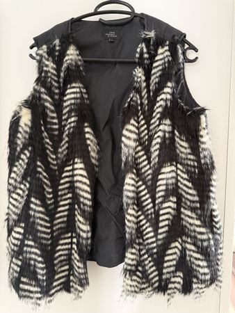 Damen Weste Opus Kunstfell schwarz weiss gemustert Grösse S