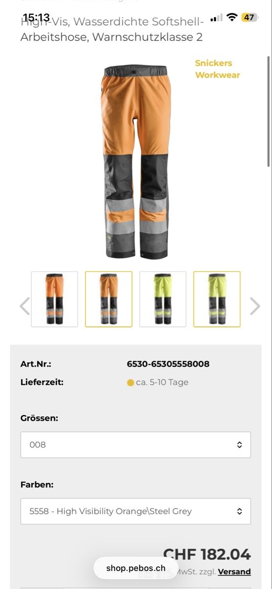 Snickers Pantaloni: Snickers Arbeitshose, orange-grau, Größe L – Nuovo e nell'imballaggio originale da Flums venduto da mai_9fr6 2