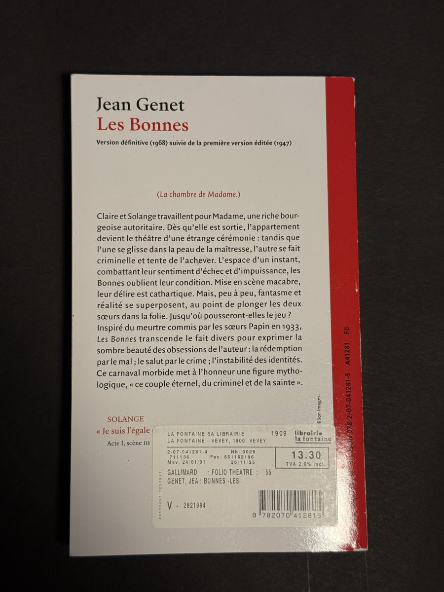 Bücher: Jean Genet Les Bonnes – Gebraucht aus Vevey von mmmariya_3m 1