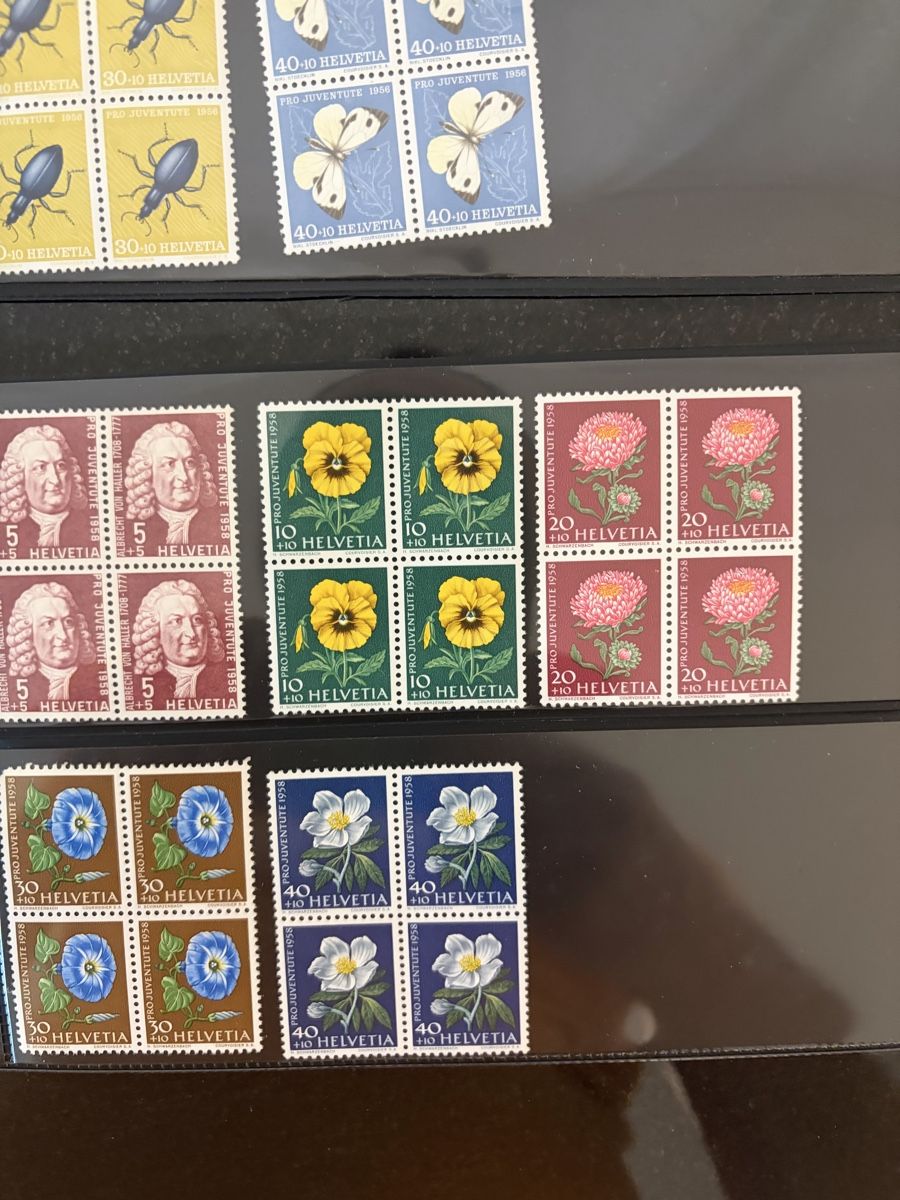 Alle Briefmarken: Pro Juventute 4er-Block postfrisch 1956+1958 – Gebraucht aus Meierskappel von Hala03 2