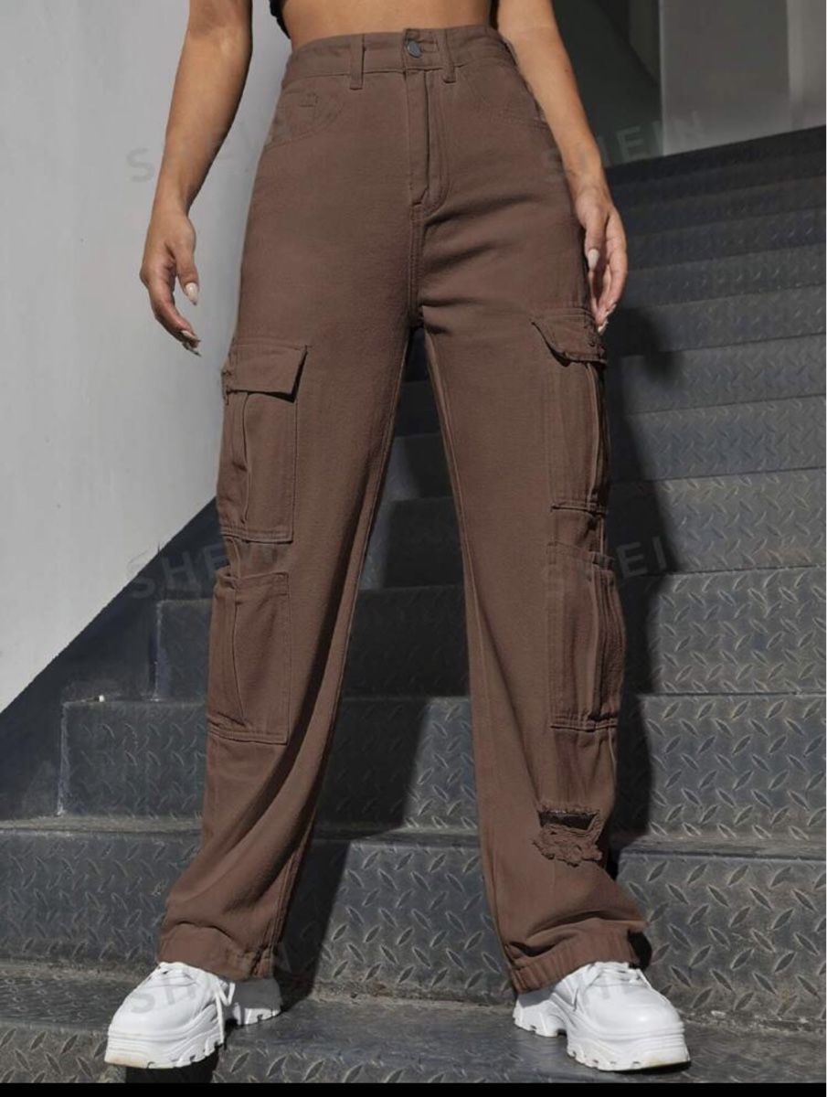 Shein Pantaloni: Pantalon large brun – Nuovo e nell'imballaggio originale da Montreux venduto da Izapeche811