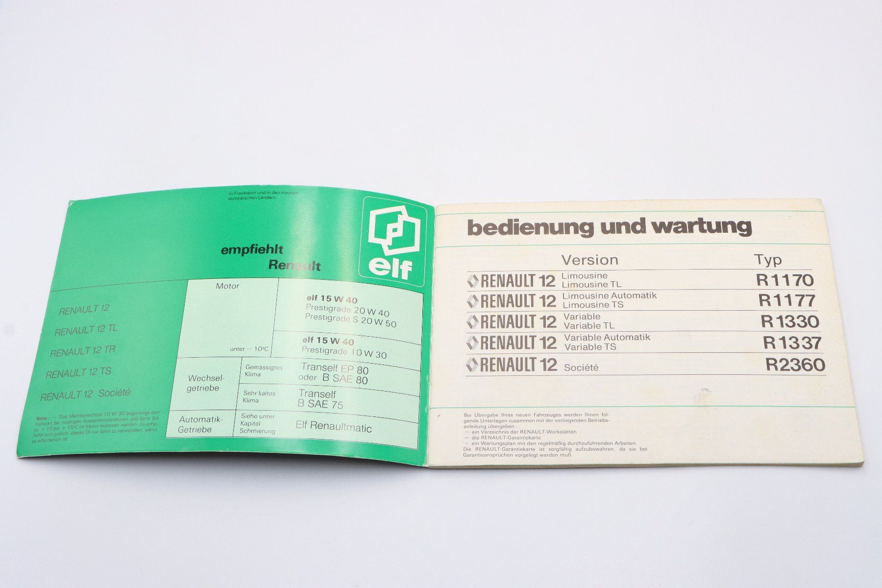 Renault Dokumente: Renault 12 1977 Betriebsanleitung – Gebraucht aus Bühl b.Aarberg von Collectorpassions 2