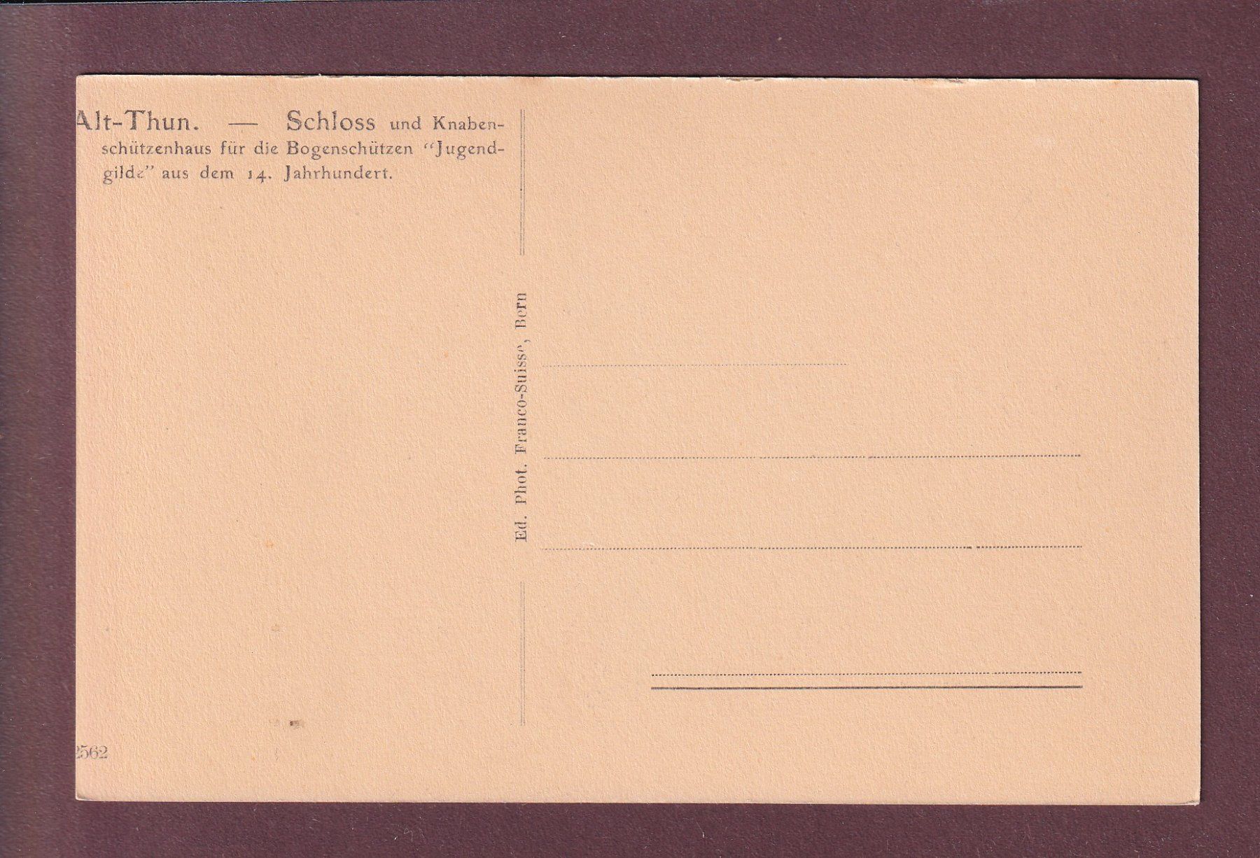 Cartoline postali: THUN - Schloss - Knabenschützenhaus – Usato da Pully venduto da nicecards 1