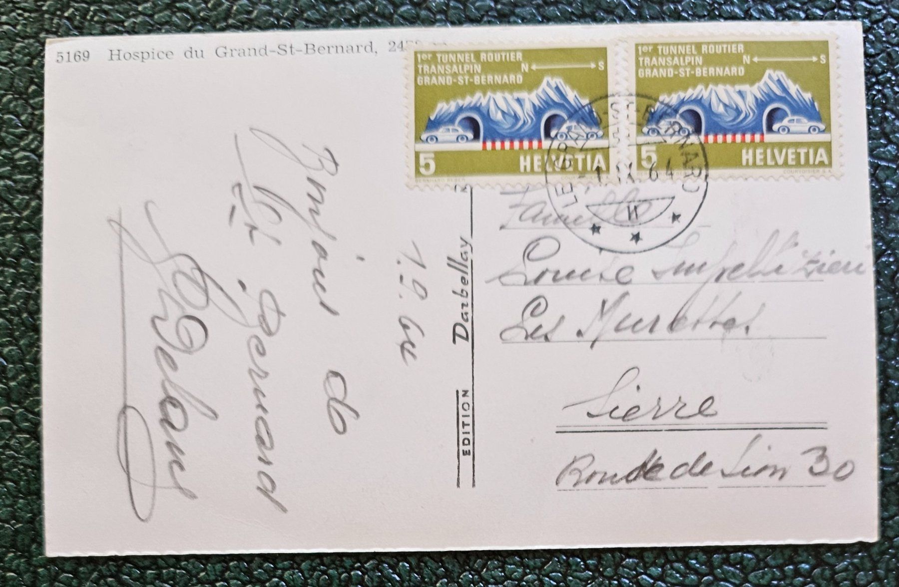 Cartoline postali: Carte postale obl. au Grand St-Bernard 1964 – Usato da Les Valettes venduto da Nuba1 1