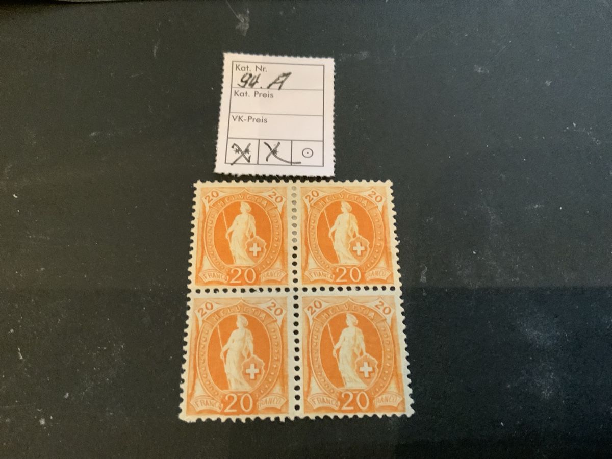 Alle Briefmarken: 1907 STEHENDE HELVETIA 4ER BLOCK  – Gebraucht aus Beinwil am See von Ricri