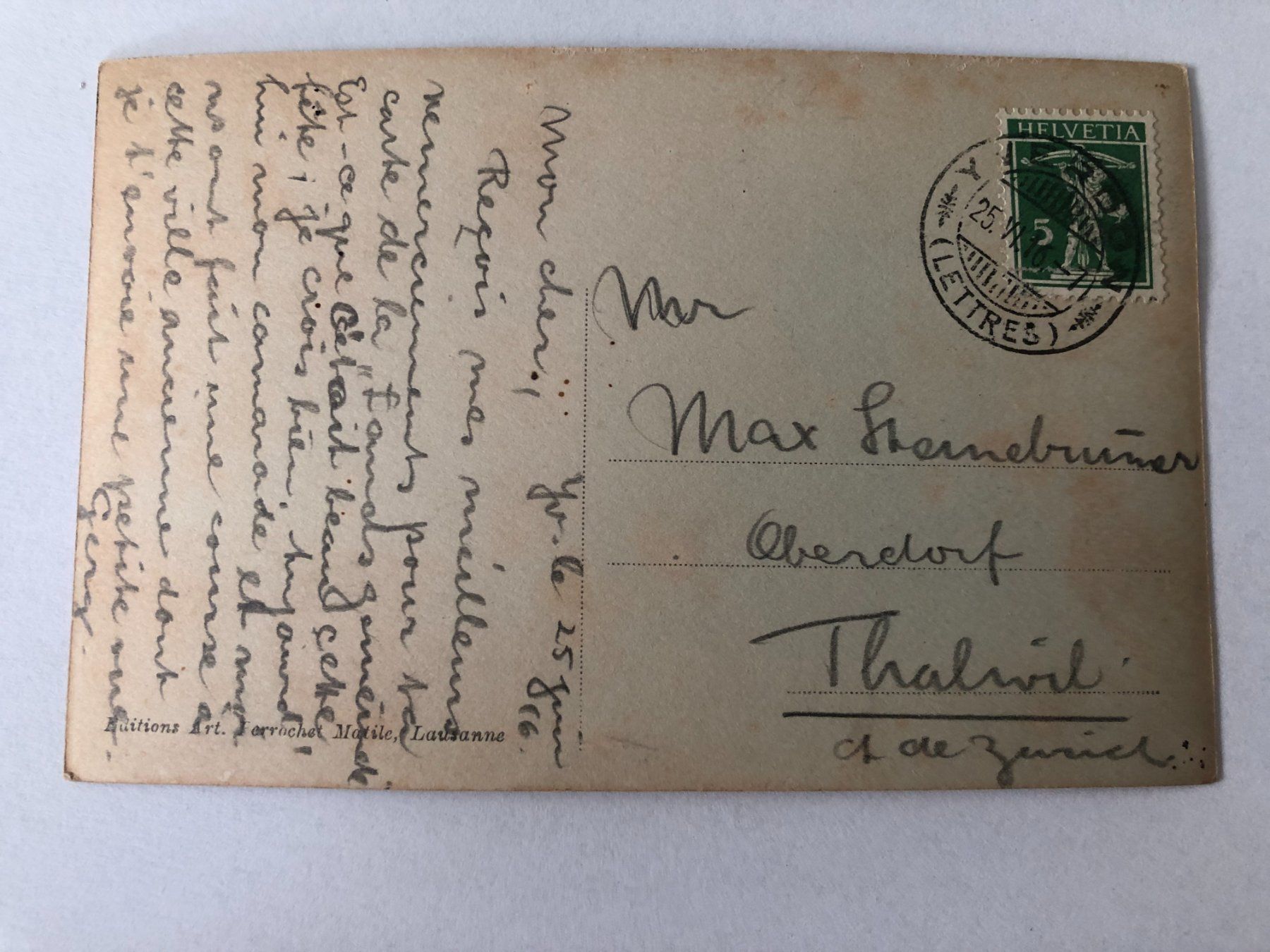 Cartoline postali: Ansichtskarte Yverdon Rue du Lac  1916 – Usato da Pfäffikon ZH venduto da Waltoversand 1