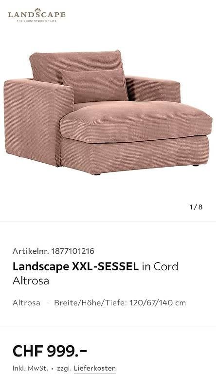 Poltrone: Xxl Cord Sessel rosa – Usato da Luzern venduto da Felia