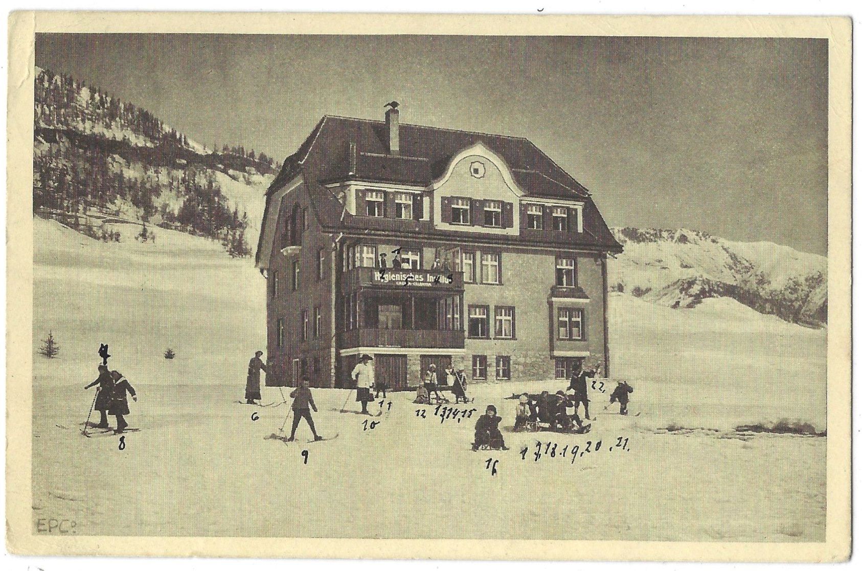 Cartoline postali: " HYGIENISCHES  INSTITUT "  CRESTA_CELERINA – Usato da Bütschwil venduto da Jackson1A