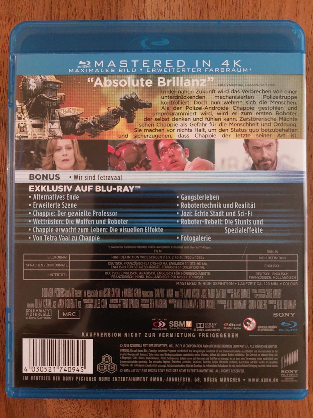 Tutti i DVDs: Blu Ray - Chappie mit Hugh Jackman – Usato da Rheinfelden venduto da FilmAuktion 1