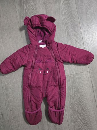Baby Schneeanzug gefüttert pink mit Kapuze Grösse 62