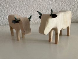 2 Kühe aus Holz, Unikate, Handarbeit