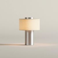 NEW Portable Lamp | Satin Aluminium & Linen
