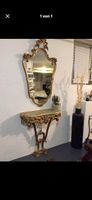 Elegantes Wandspiegel-Set mit Konsole, vergoldet, Vintage