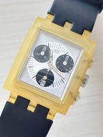 Swatch Chronograph Uhr schwarz gebrauchter Zustand
