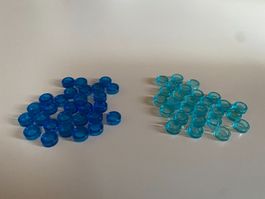 LEGO - 50 - BLAUE - TRANSPARENTE - GLATTE - RUNDSTEINE