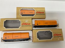 Liliput H0, drei 222 00, Thyssen Güterwagen, Top, Neuwertig