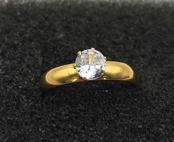 Edelstahlring 18K vergoldet, in Krappen gefasster Zirkon 