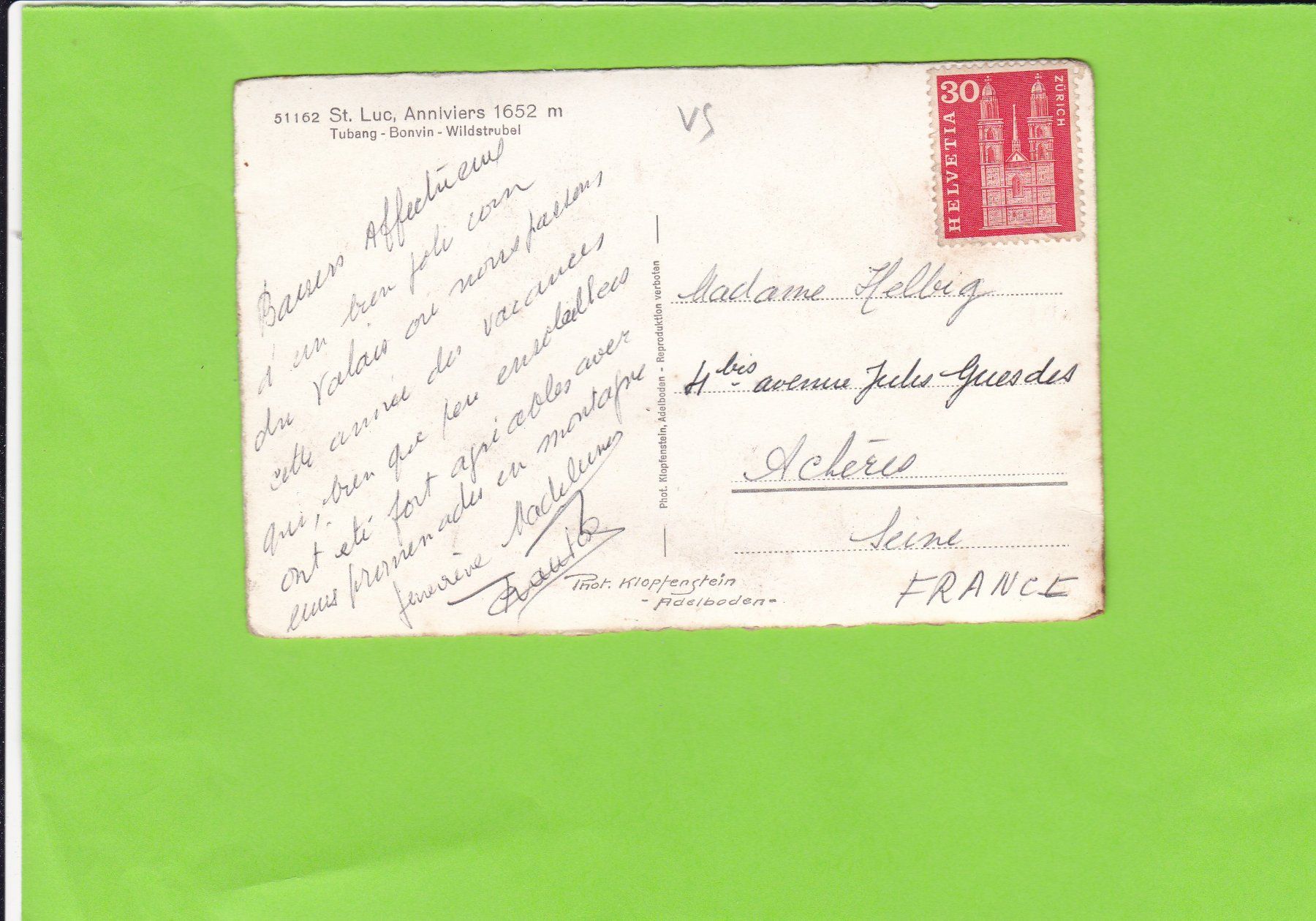 Cartoline postali: St. Luc, Anniviers – Usato da St. Peterzell venduto da neckertal 1