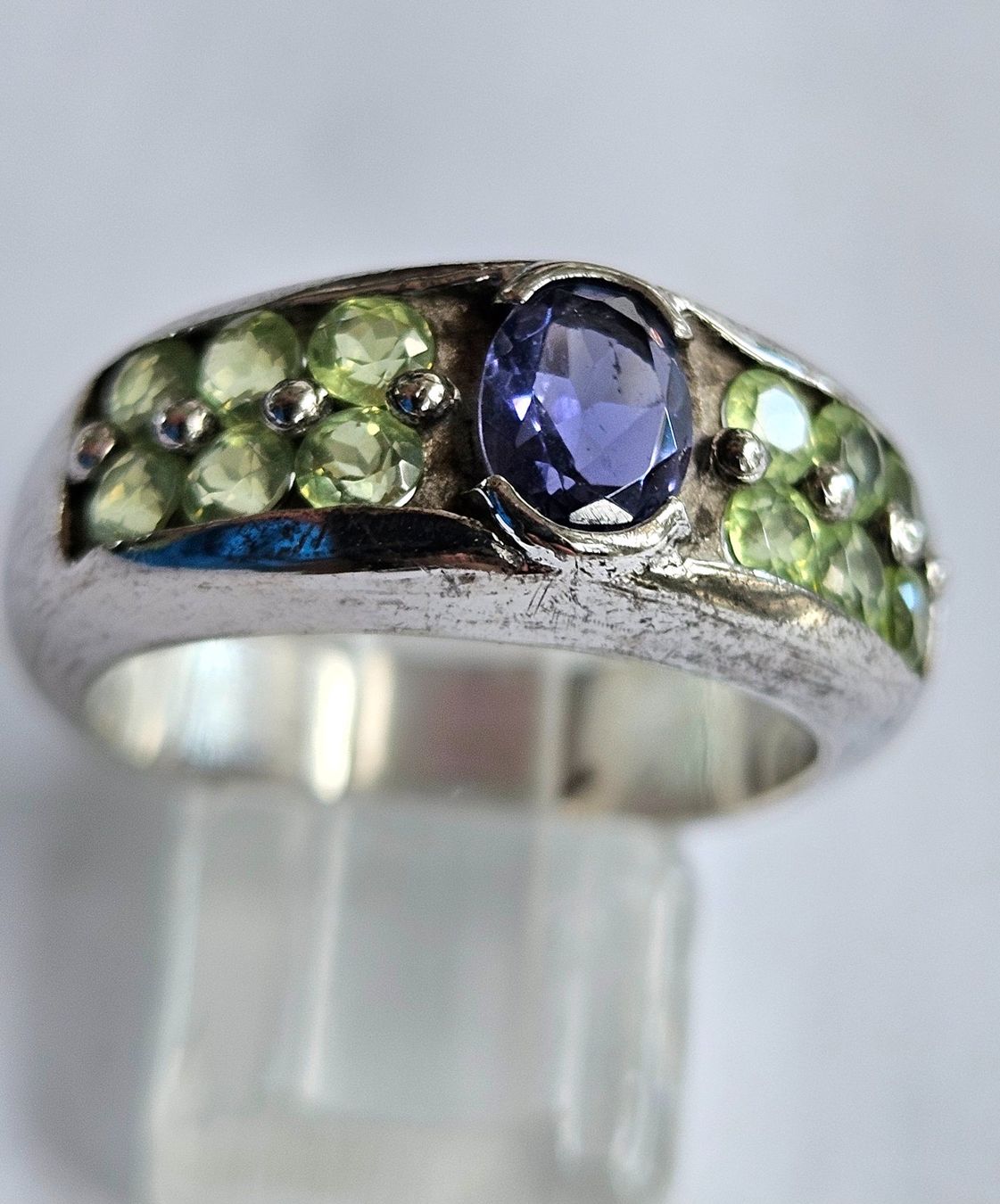 Anelli: Ring Silber mit Iolith und Peridot Grösse 55 – Nuovo (secondo la descrizione) da Zürich venduto da adriben 3