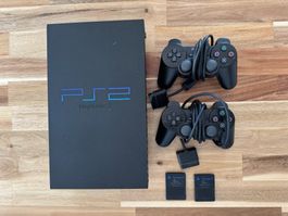 Kit 2 Controle Ps2 Joystick + 2 Memory Card + Cabo Av + Cabo Força