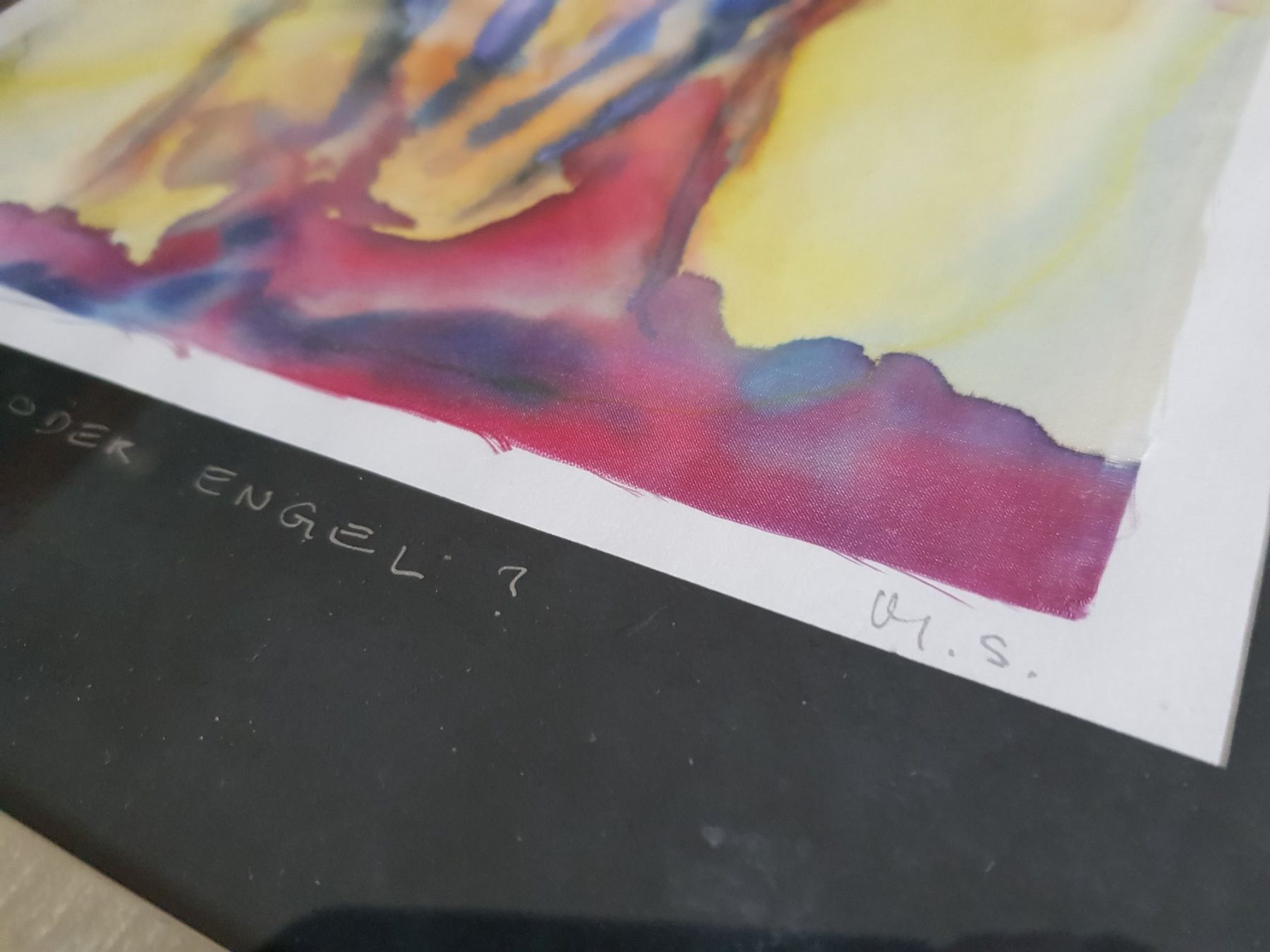Dipinti: Aquarell auf Seide "Göttin, Hexe oder Engel?", signiert M.S. – Usato da Berneck venduto da heikodzint 9