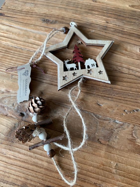 Handgefertigter Holzstern Aus Buche  30 Cm, Weihnachtsstern Deko, Deutsch  Handarbeit, Freistehend Oder Hngend