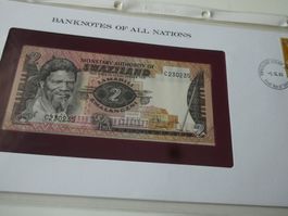 Swaziland 1983, 2 Emalengeni - ungefaltet, Banknotenbrief
