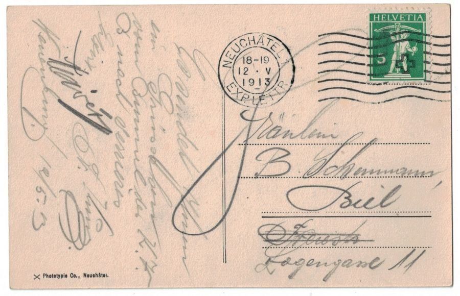 Cartoline postali: Neuchâtel, L'Evole, circulée 1913 – Usato da Frauenfeld venduto da POML 1