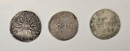 3x 24 Sols Geneva Genf Silver 1635, 1644, 1645