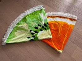 2 Stk.Bade/Strandtuch, Picknickdecke rund, Kiwi/Orange, Neu!