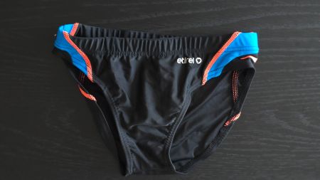 Etirel Badehose / Slip - 176 - Schwarz mit Blau/Orange