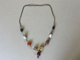 Drahtkette, Collier, Halbedelsteine, Glückskette