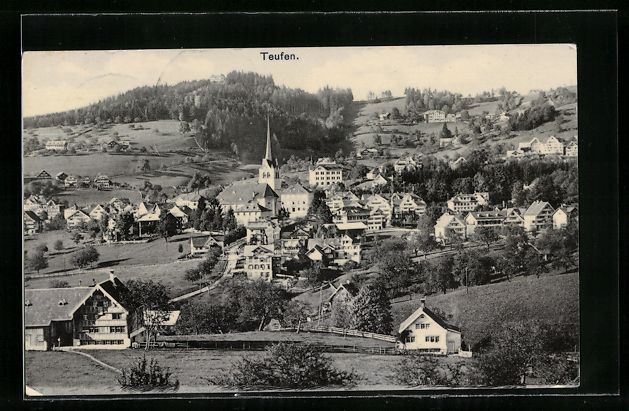 Ansichtskarten: AK Teufen, Totalansicht, 1910 – Gebraucht aus Berlin von bartko-reher