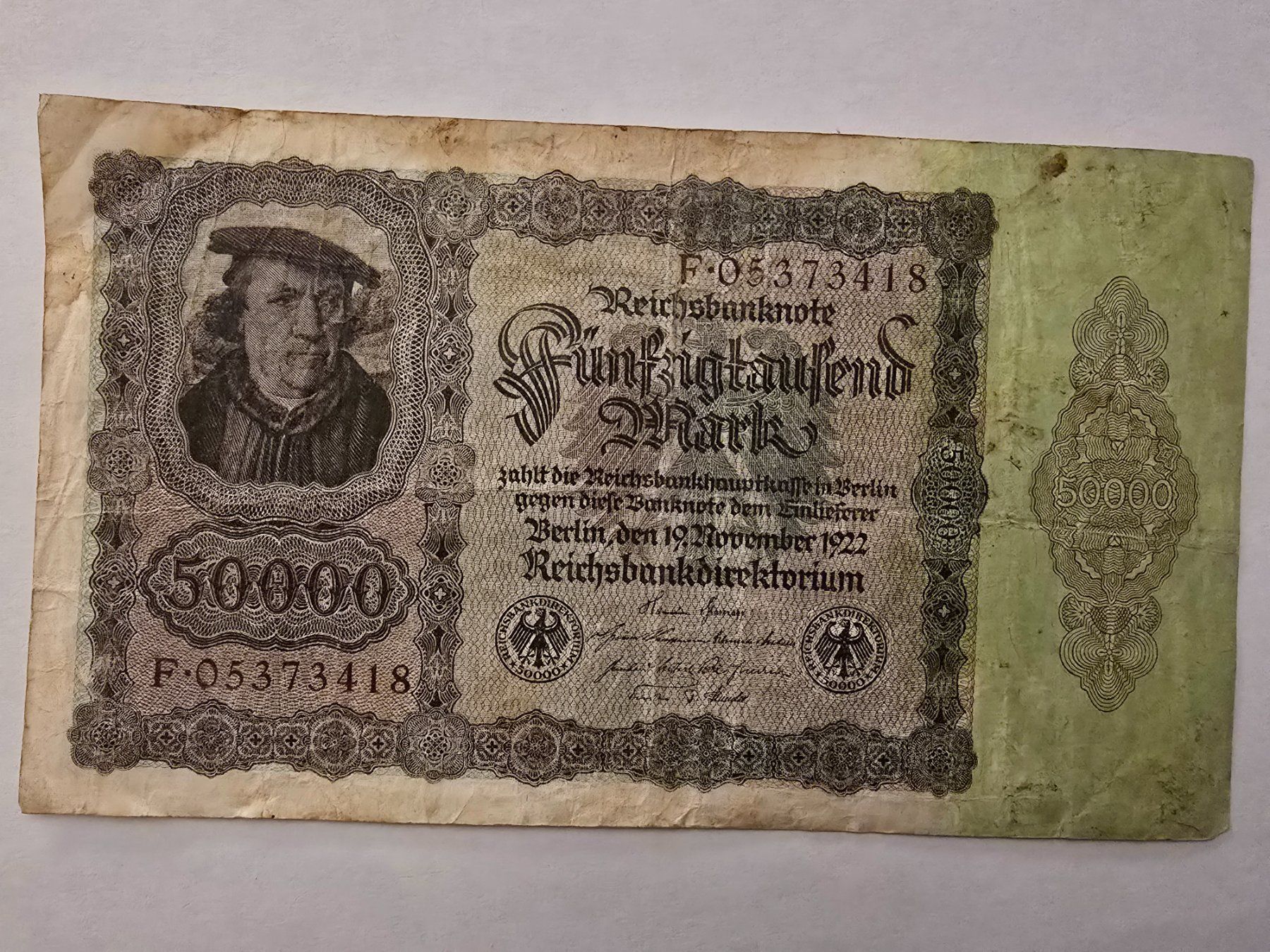 Banknoten: 50.000 Marks 1922 Reichsbanknote – Gebraucht aus Neuenhof von brasvarela