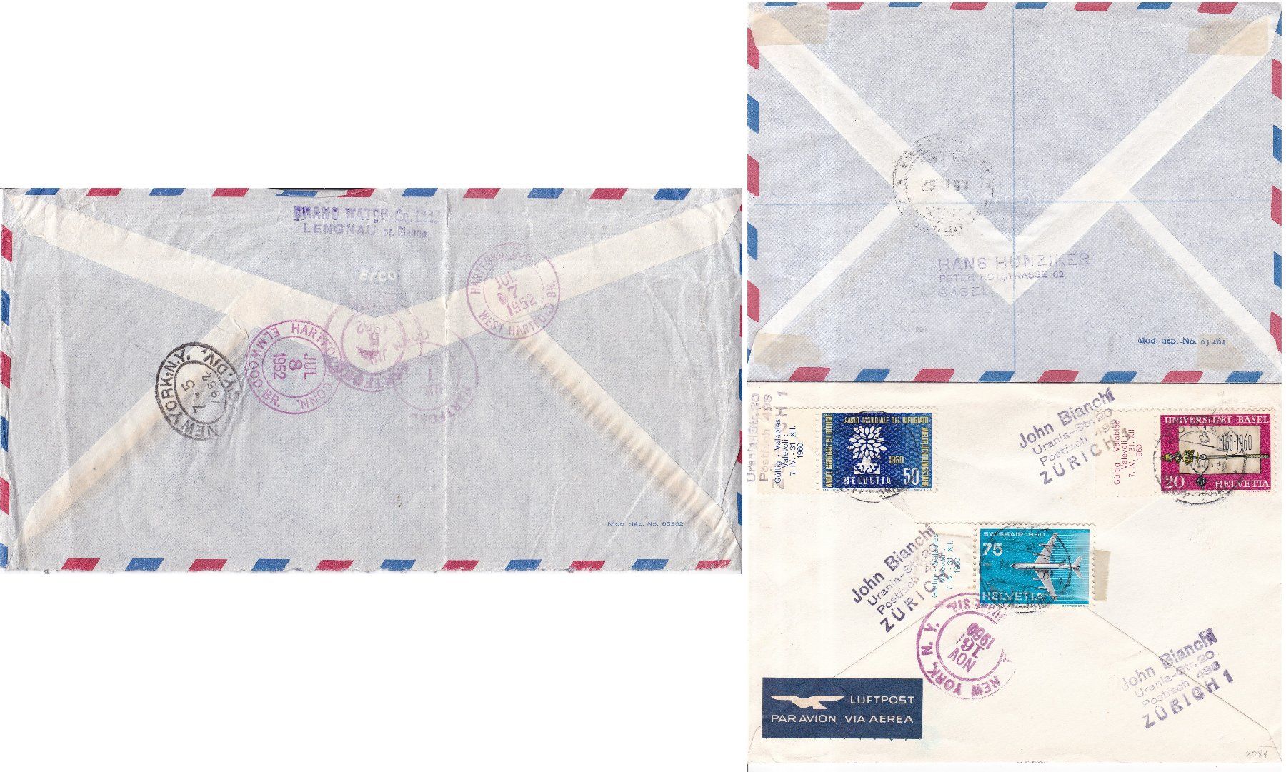 Alle Briefmarken: 10 Stk. CH Flugpost Briefe ab 1936 – Gebraucht aus Münchwilen AG von Nesar 3