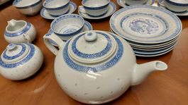 Chinesisches Teeservice, blau-weiss, Porzellan