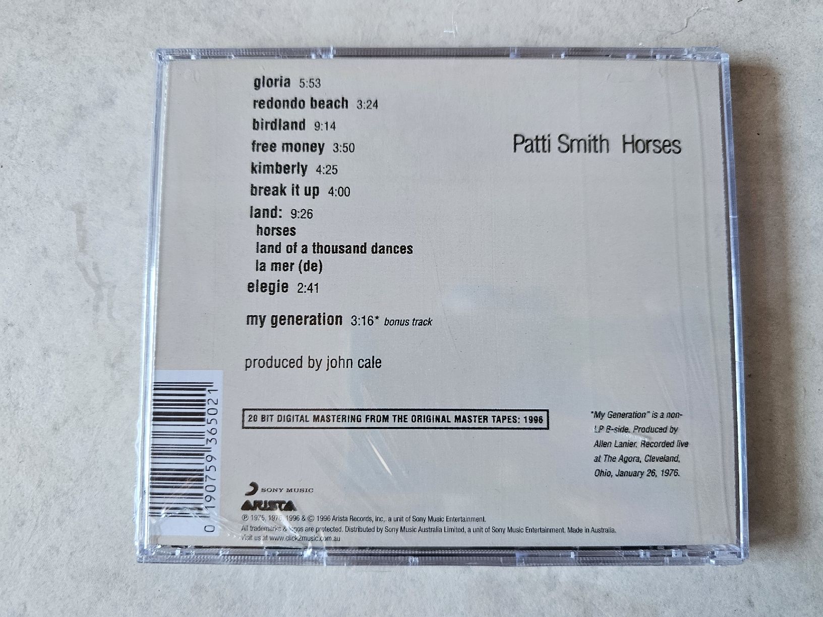 CD: Patti Smith  -  Horses  /  Fabrikneu – Nuovo e nell'imballaggio originale da Schneisingen venduto da backstore24 1