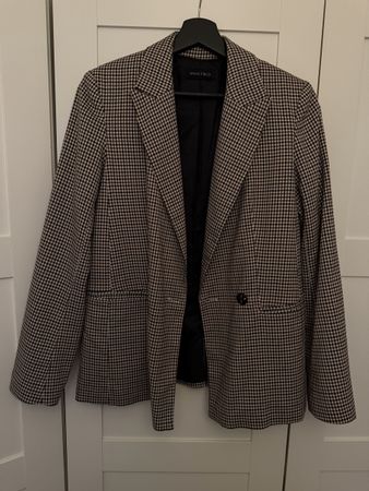 Anna Field Blazer Check Pattern Brown White Size Small